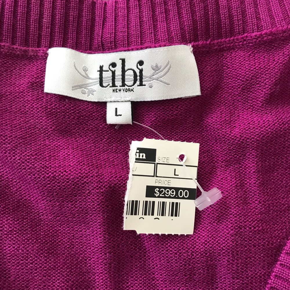 NWT Tibi magenta wool button down/belted cardigan - Picture 7 of 8